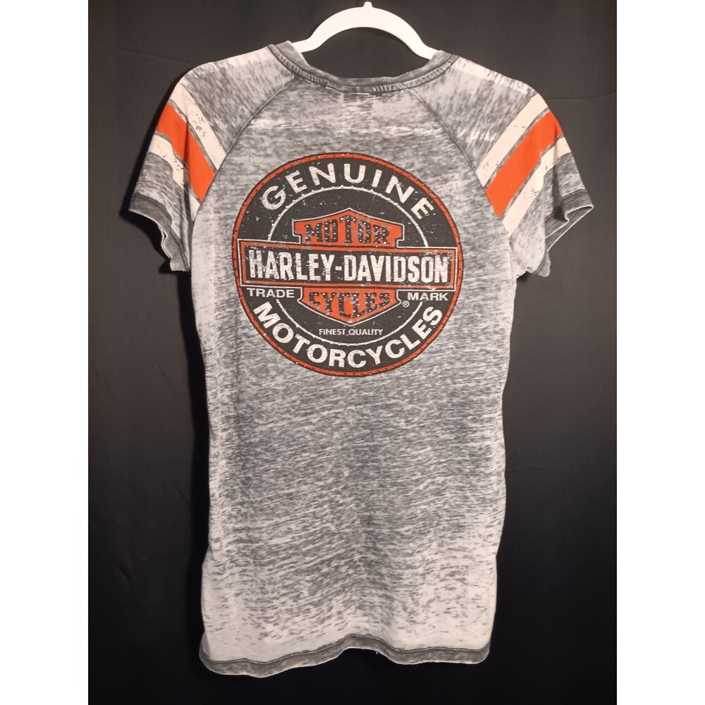 Harley Davidson Women’s Medium V‑Neck T‑Shirt Paper Thin Bling Graphic Tee VTG - Picture 6 of 6
